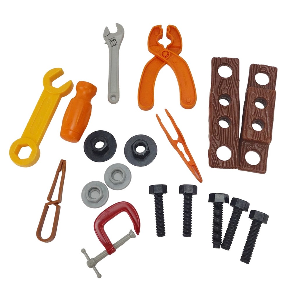 Lot Of 19 Kids Play Tools Screws Pliers Tweezers Wrenches and More
